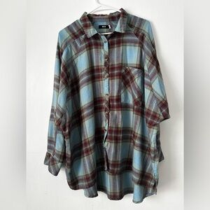BDG Oversized Plaid Button Down Shirt Grunge Flannel L